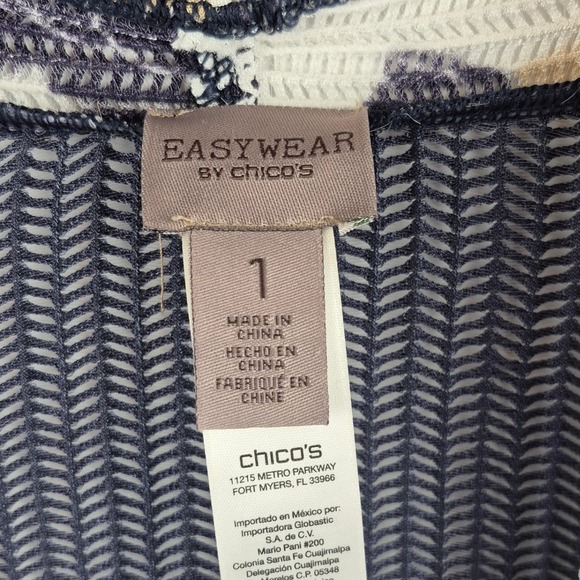 Chicos Easywear Open Front Waterfall Cardigan Women Sz 1 Floral Print Resortwear - Picture 2 of 11